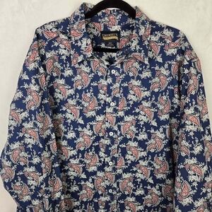 Cremieux Premium Mens 2XL T Shirt Paisley Floral Long Sleeve Button Down Party